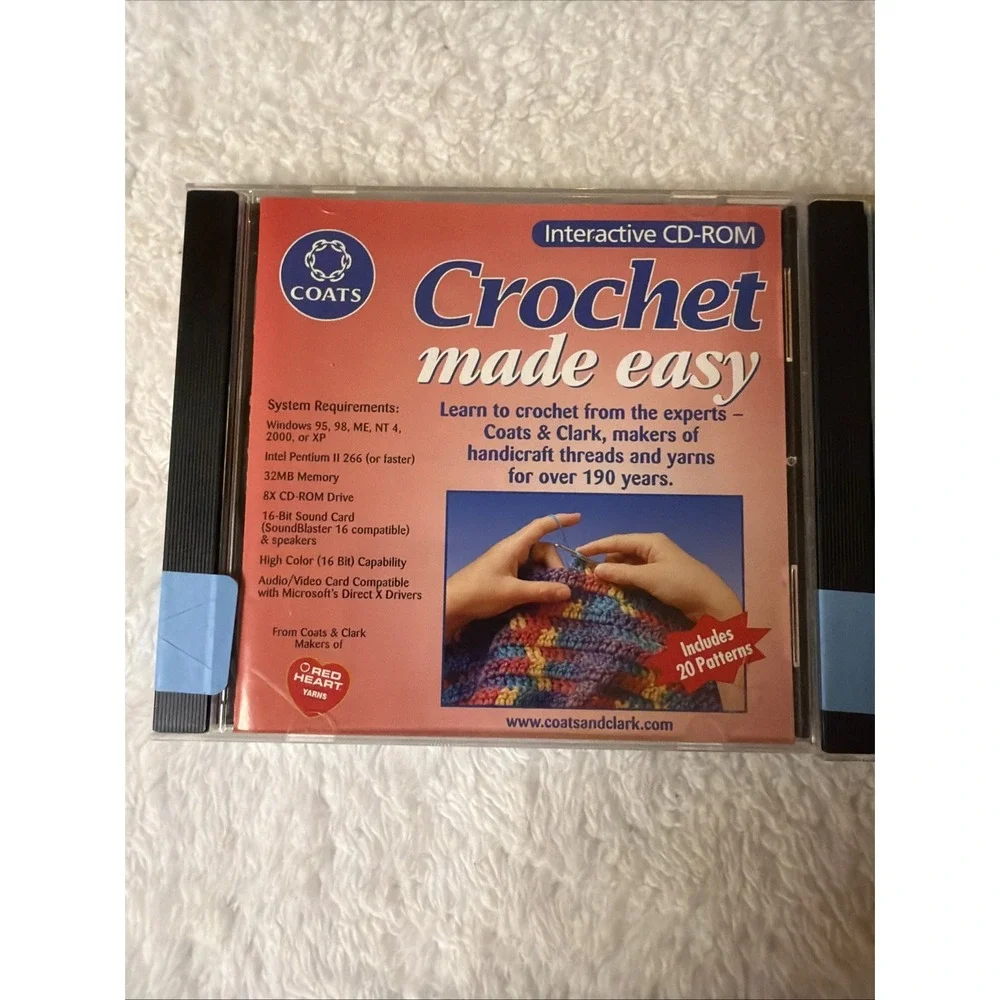 Coats & Clark Crochet & Knitting Made Easy 2002 PC CD ROM Lot Of 2 Crafts WIN
